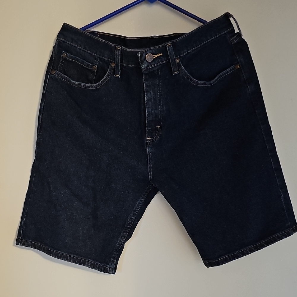 Black Jean Shorts with Raw Hem and Casual Fit